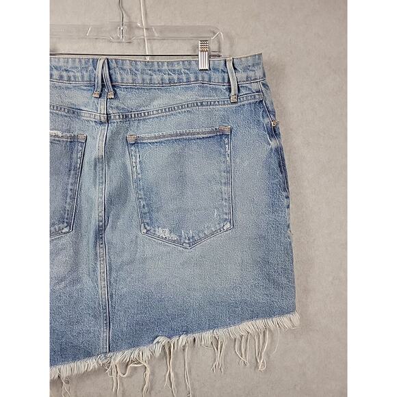 Good American Blue Denim Asymmetrical Frayed Hem Mini Skirt Women's Plus 16 - Picture 6 of 10